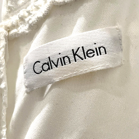 Calvin Klein Womens White Eyelet Lace Fit and Flare Dress Sleeveless Size Medium - Picture 10 of 10